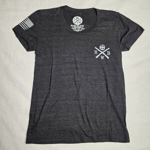 RWB Conquer Everything Stay Humble Womens L Charcoal Gray Fitted T Shirt Tee